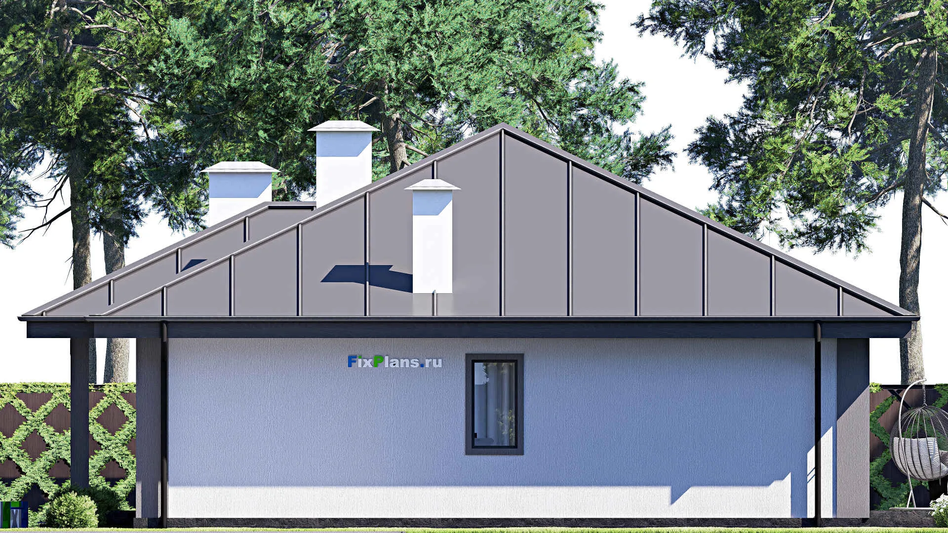 F-17918 - Проект одноэтажного дома 15 на 16, площадью 170 м² с террасой и 3 спальнями