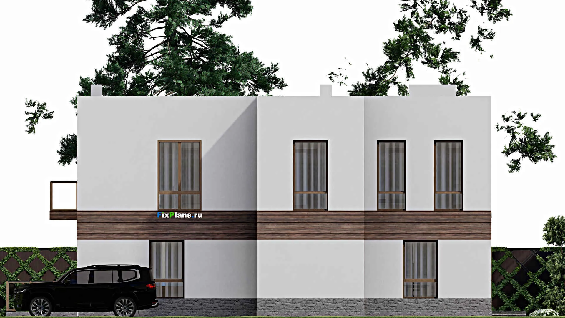 F-10556 - Проект двухэтажного дома 18 на 19, площадью 360 м² с террасой, балконом и 5 спальнями