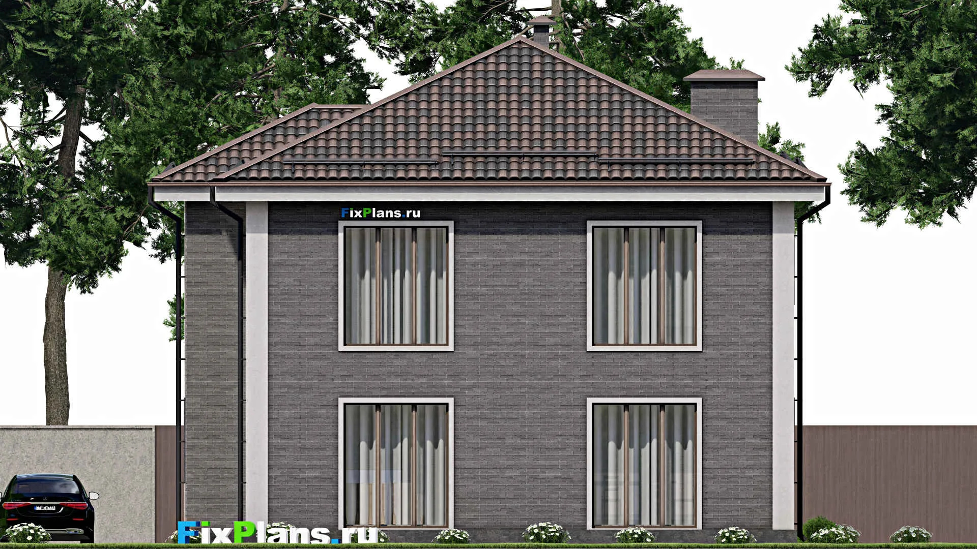 F-5498 - Планы двухэтажного дома 12 на 14, площадью 190 м² с 4 спальнями