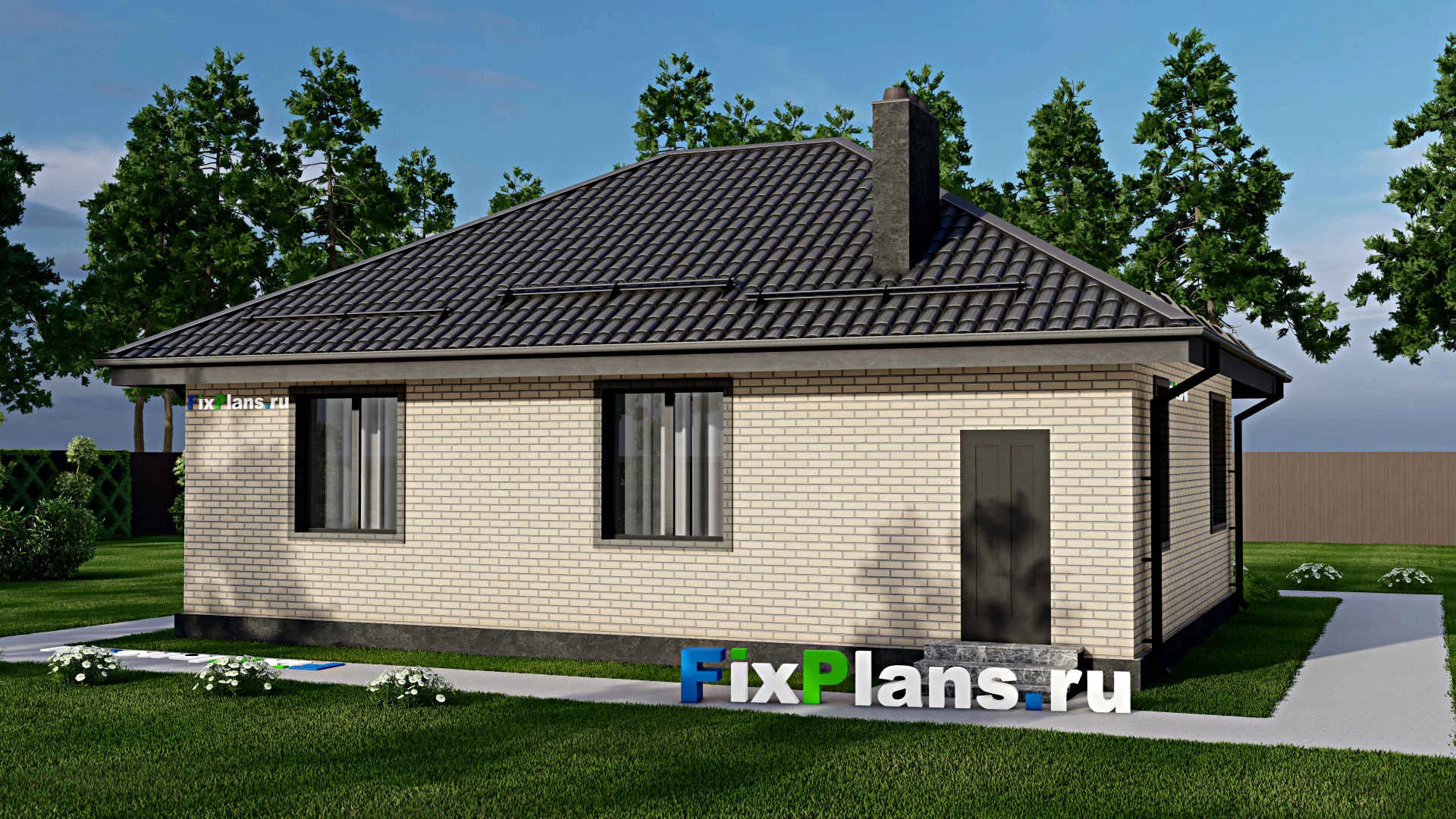 F-3104 - Проект одноэтажного дома 10 на 12, площадью 90 м² с 3 спальнями