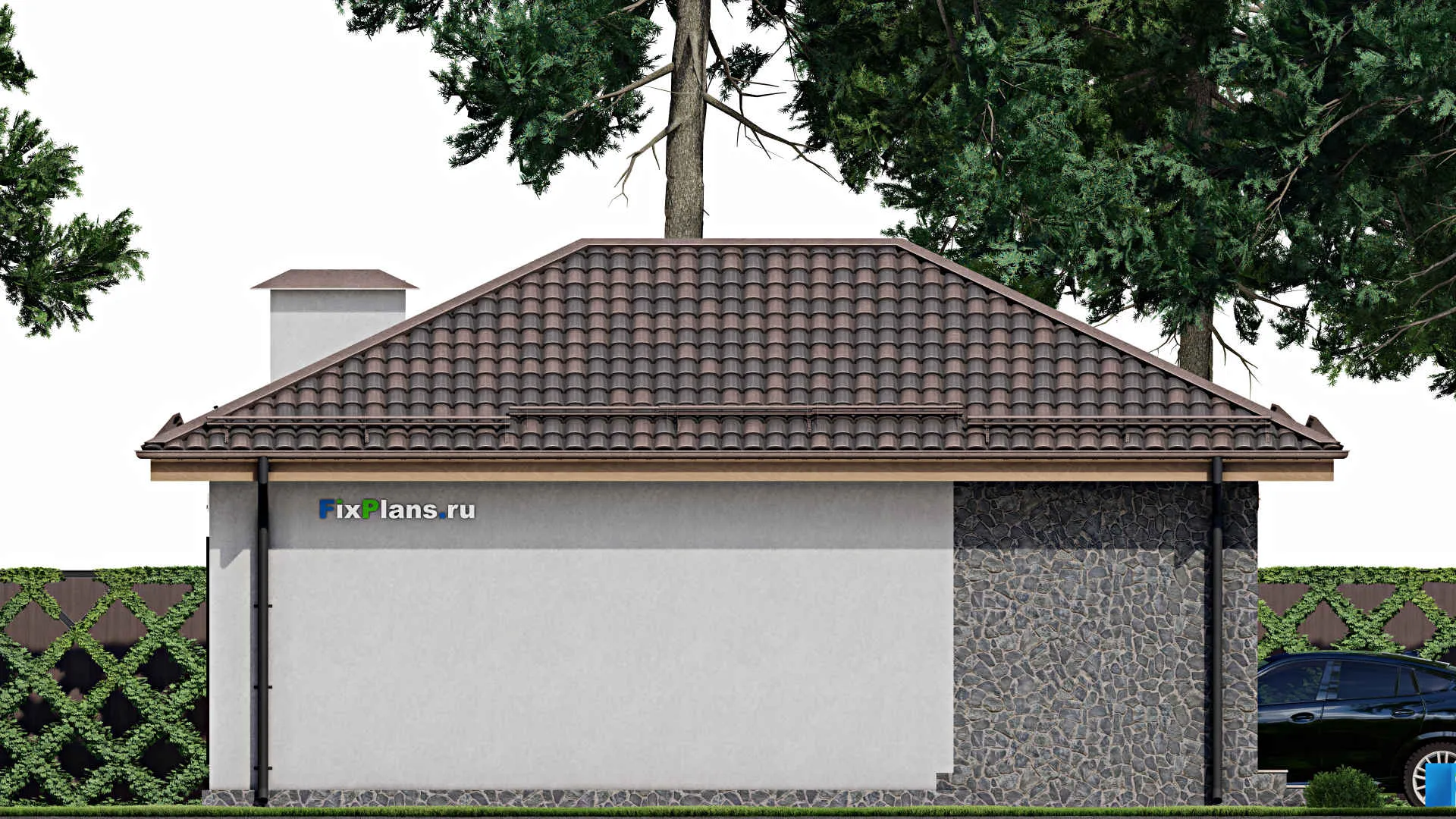 F-7478 - Проект бани 8 на 11, площадью 60 м² с терассой, санузлом и спальней