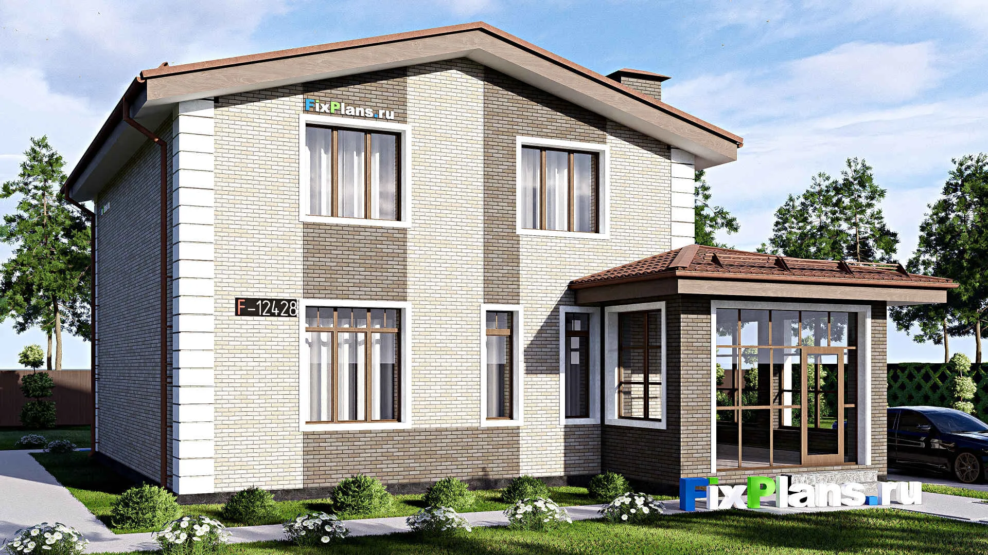 F-12428 - Проект дома с мансардой 13 на 15, площадью 170 м² с 5 спальнями