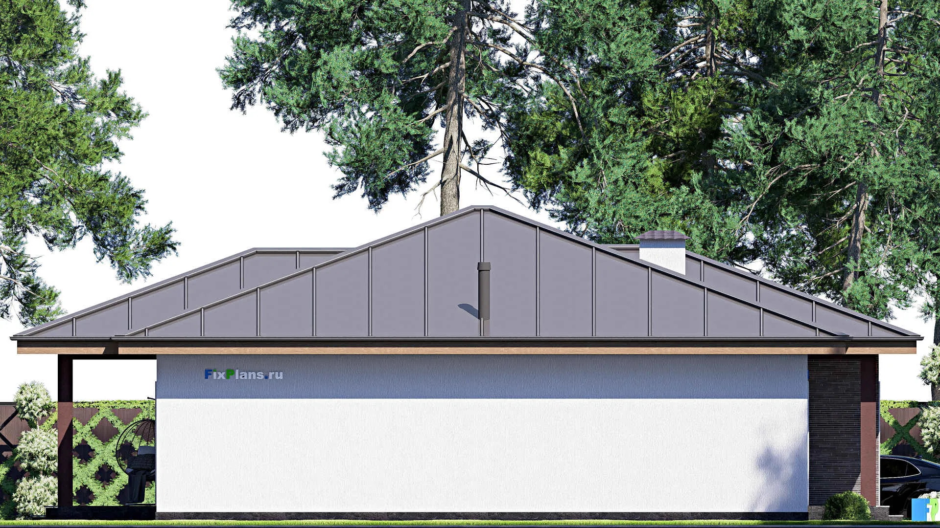 F-18521 - Проект одноэтажного дома 13 на 17, площадью 160 м² с террасой и 3 спальнями