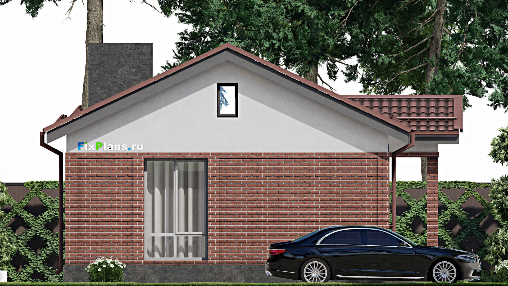 F-2267 - Проект одноэтажного дома 8 на 10, площадью 60 м² с 2 спальнями