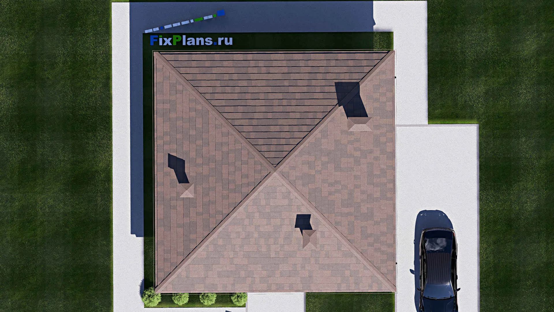 F-17621 - Проект одноэтажного дома 11 на 11, площадью 80 м² с 3 спальнями