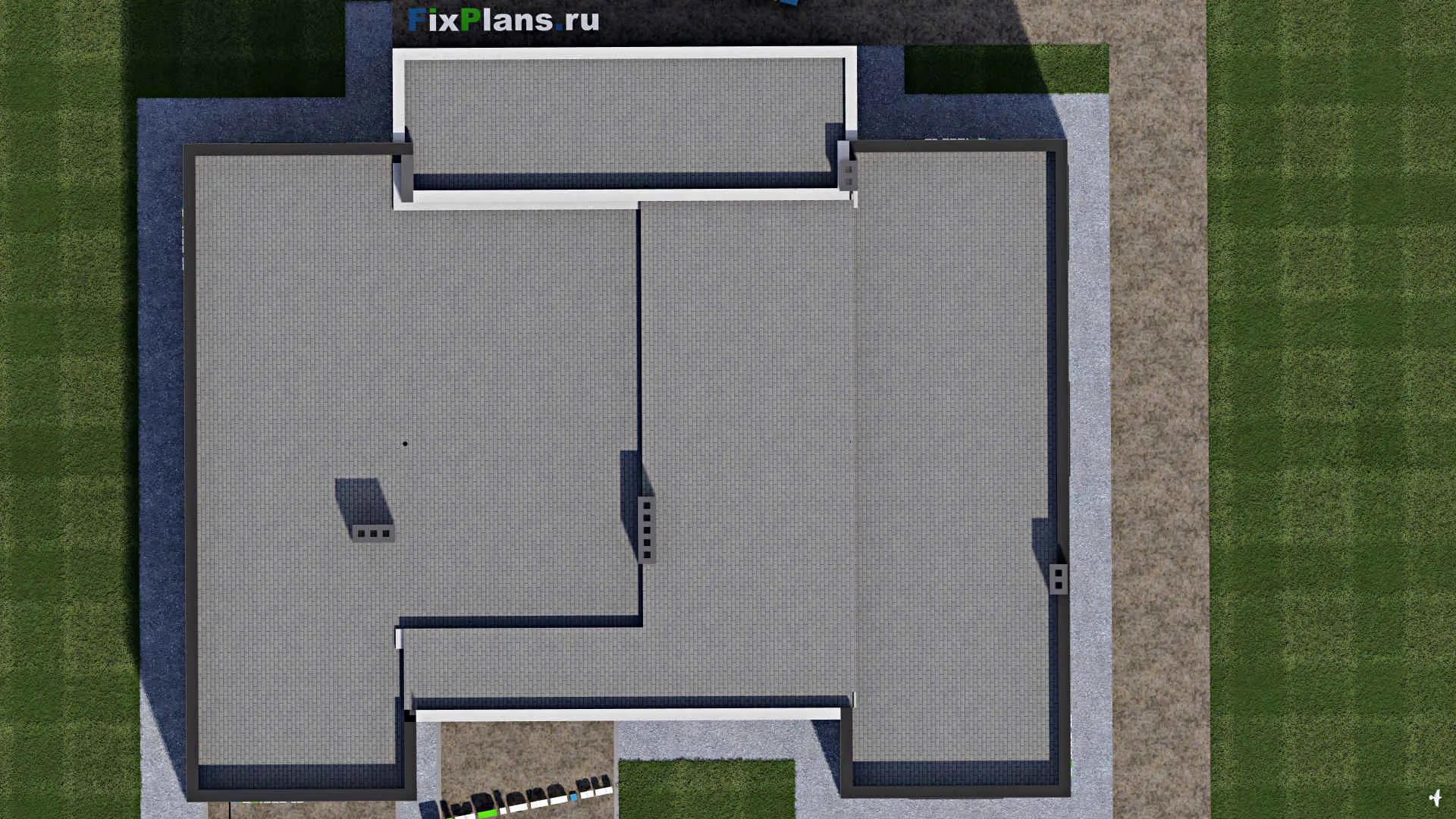 F-1079 - План одноэтажного дома 14 на 19, площадью 220 м² с террасой, гаражом на 1 машину и 3 спальнями