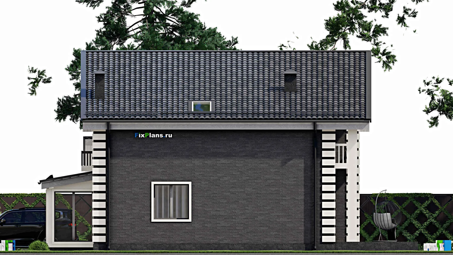 F-6218 - Планы дома с мансардой 16 на 22, площадью 310 м² с террасой, балконом, гаражом на 2 машины и 6 спальнями