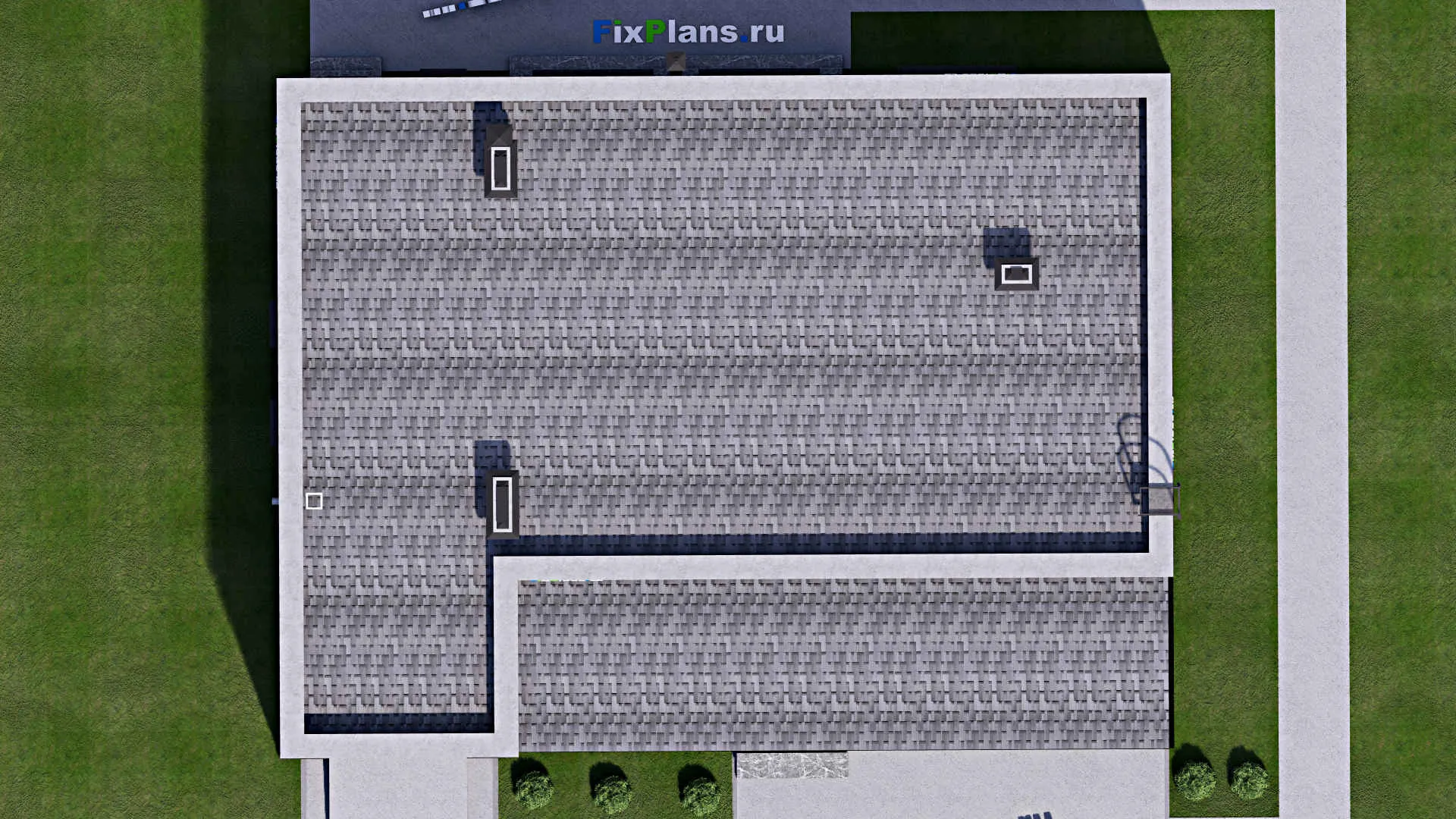 F-12779 - План одноэтажного дома 15 на 19, площадью 230 м² с террасой, баней, гаражом на 1 машину, спортзалом и 2 спальнями