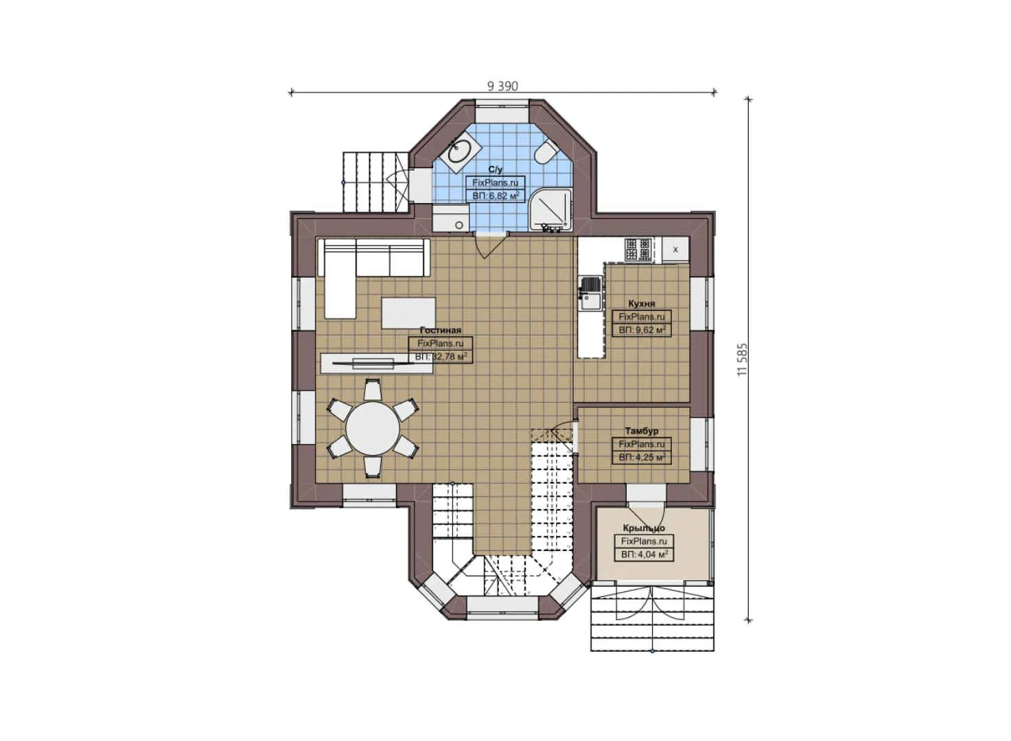 F-2024 - Планы двухэтажного дома 10 на 12, площадью 120 м² с 3 спальнями
